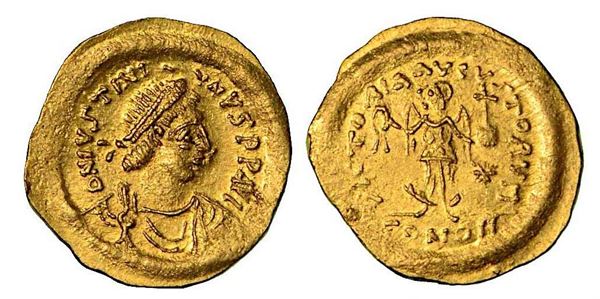 TURCHIA - IMPERO BIZANTINO. Costantinopoli. Giustiniano, 527-565. Tremisse.