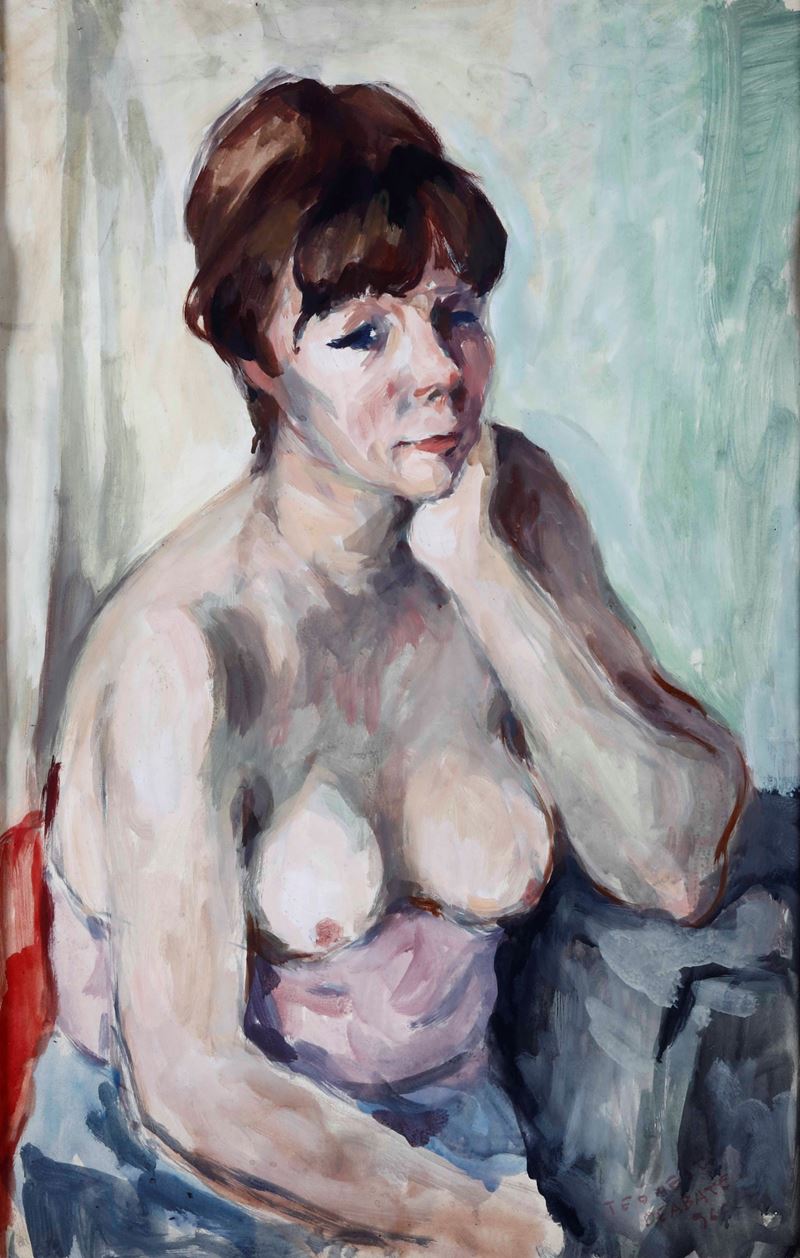 Teonesto De Abate : Nudo femminile  - Asta Dipinti del XIX e XX secolo - Cambi Casa d'Aste