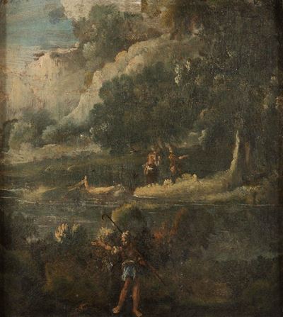 Scuola del XVIII Secolo Paesaggi con Figure