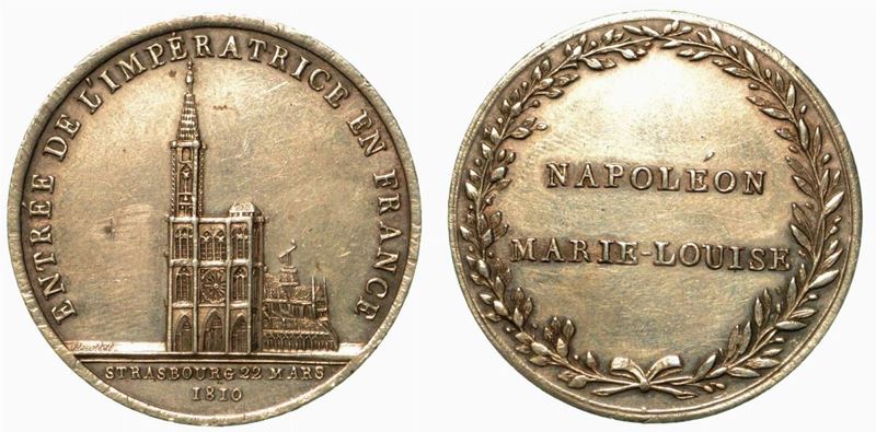 MARIA LUIGIA D'AUSTRIA, 1815-1847. ENTRATA IN FRANCIA DELL'IMPERATRICE. Medaglia in argento 1810, Strasburgo.  - Auction Numismatics - Cambi Casa d'Aste