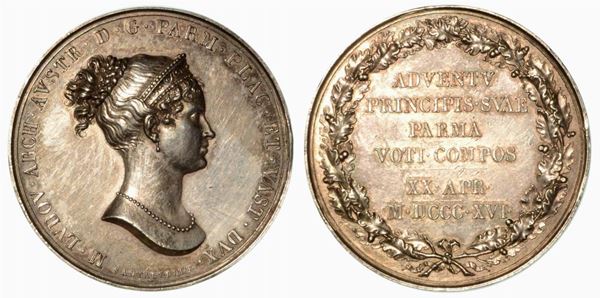 INGRESSO DI MARIA LUIGIA D'AUSTRIA A PARMA IL 20 APRILE 1816. Medaglia in argento.