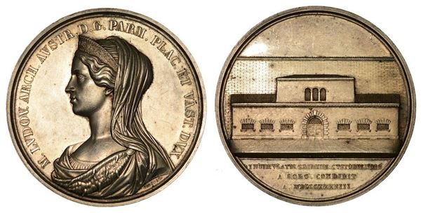 MARIA LUIGIA D'AUSTRIA, 1815-1847. NUOVO CARCERE IN PARMA. Medaglia in argento 1843.
