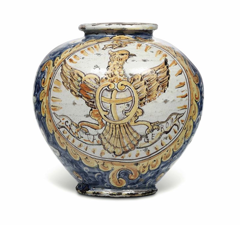 Boccia con lo stemma di Caltagirone  Sicilia, Caltagirone, XIX secolo (?)  - Auction Ceramics - Cambi Casa d'Aste