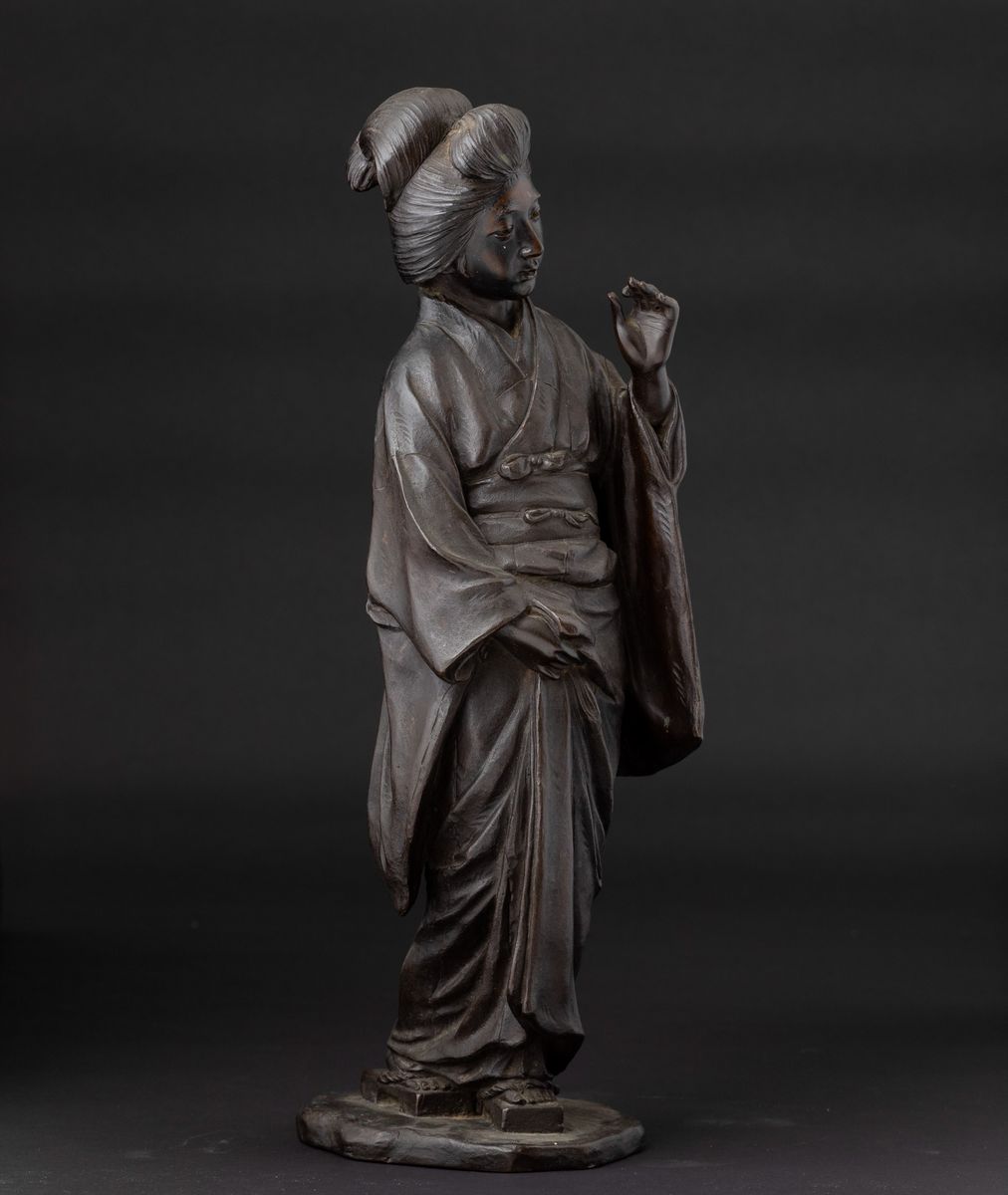 Figura di Geisha in Bronzo, Giappone, XX Secolo