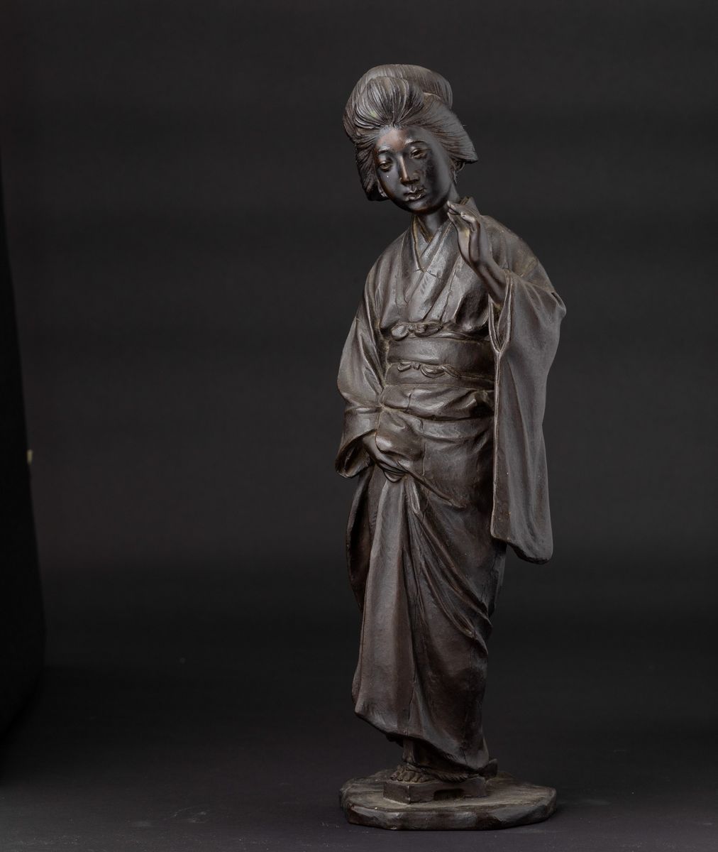 Figura di Geisha in Bronzo, Giappone, XX Secolo