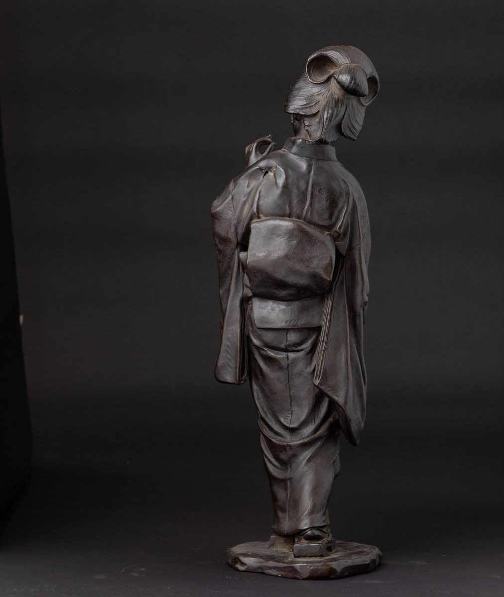 Figura di Geisha in Bronzo, Giappone, XX Secolo