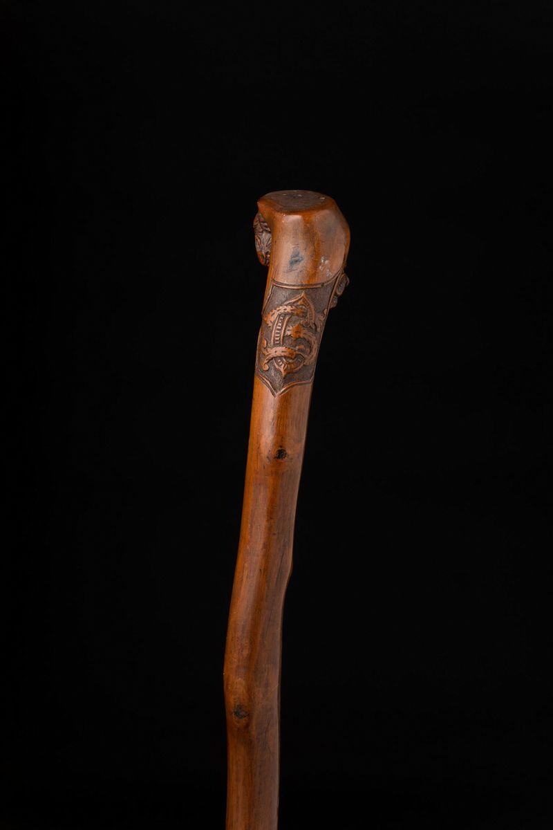 Bastone di Arte Popolare Monossile in Bosso. Francia, Fine XIX Secolo