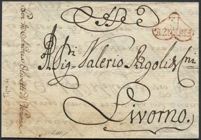 Toscana. Lettera da Aquisgrana per Livorno,via Firenze del 13 Marzo 1778.