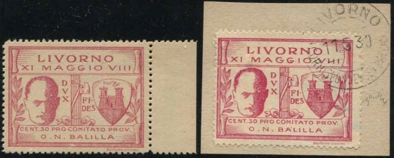 1930, EMISSIONI LOCALI, LIVORNO.  - Auction Philately - Cambi Casa d'Aste