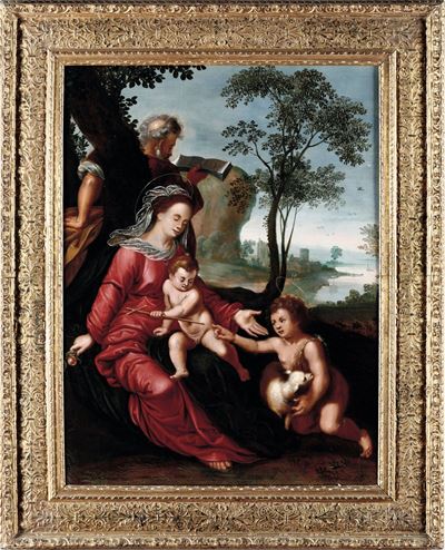 Scuola del XVII Secolo Sacra Famiglia con San Giovannino