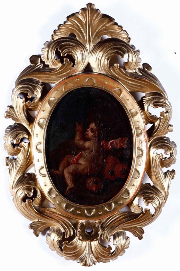 Scuola del XVIII secolo Bambinello dormiente e San Giovannino