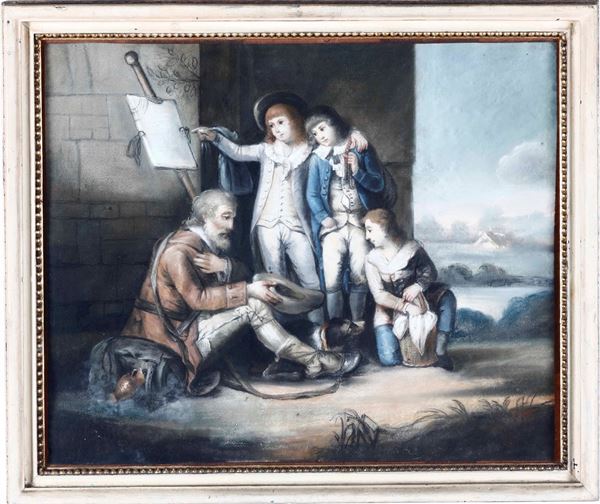 Scuola del XVIII secolo Mendicante e fanciulli