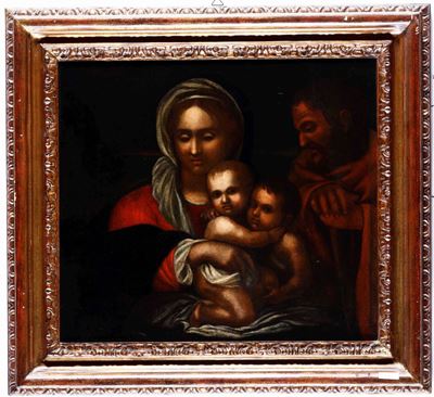 Scuola del XVII Secolo Sacra Famiglia con S. Giovannino