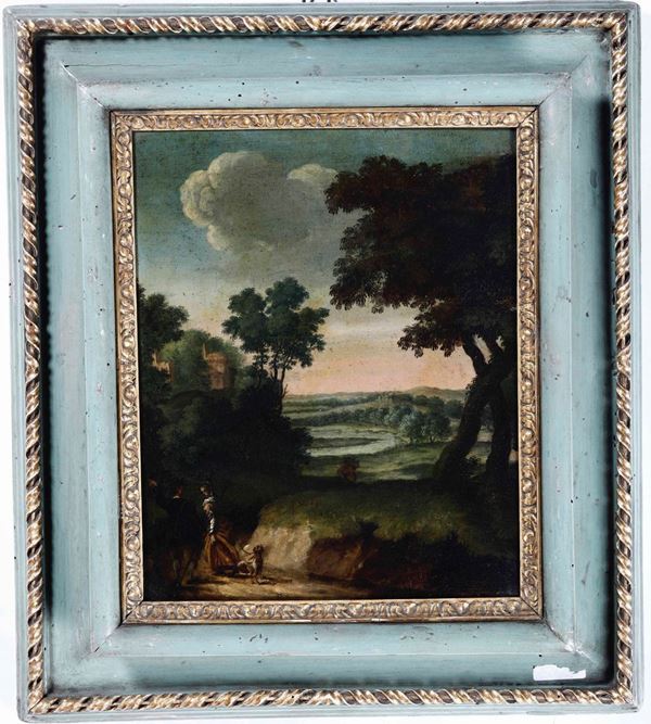 Scuola del XVIII secolo Paesaggio con figure