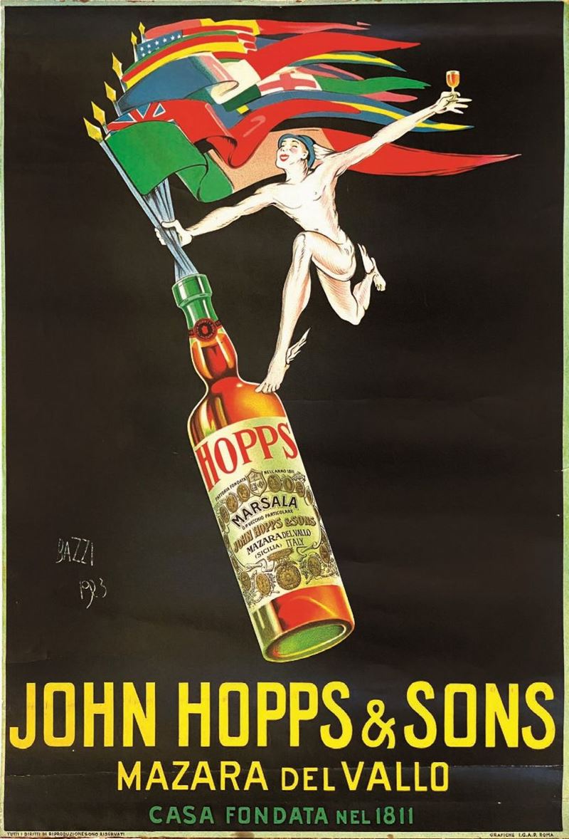 Mario Bazzi : Mario Bazzi (1891-1954) JOHN HOPPS & SONS, MAZARA DEL VALLO  - Auction Posters | Cambi Time - I - Cambi Casa d'Aste