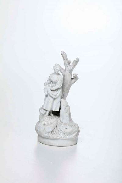 Figurina di Giovane Contadina con Cestino di Uovaveneto, XVIII Secolo