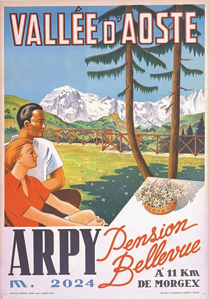 Anonimo VALLÉE D’AOSTE / ARPY – PENSION BELLEVUE  - Auction Posters | Cambi Time - I - Cambi Casa d'Aste