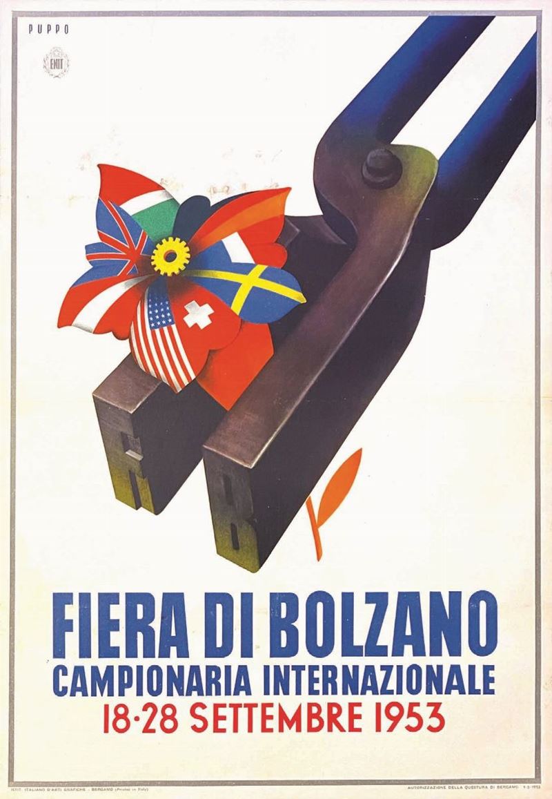 Mario Puppo : Mario Puppo (1913-1989) FIERA DI BOLZANO, CAMPIONARIA INTERNAZIONALE  - Auction Posters | Cambi Time - I - Cambi Casa d'Aste