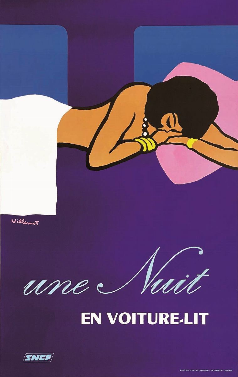 Bernard Villemot : Bernard Villemot (1911-1989)  UNE NUIT EN VOITURE LIT  - Auction Posters | Cambi Time - I - Cambi Casa d'Aste