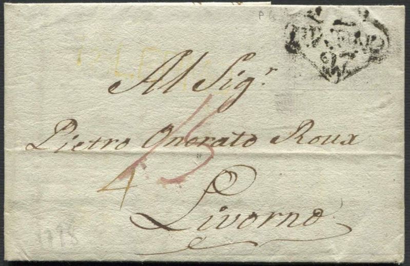 TOSCANA, LETTERA DA PALERMO PER LIVORNO DEL 7 GIUGNO 1789.  - Auction Philately - Cambi Casa d'Aste