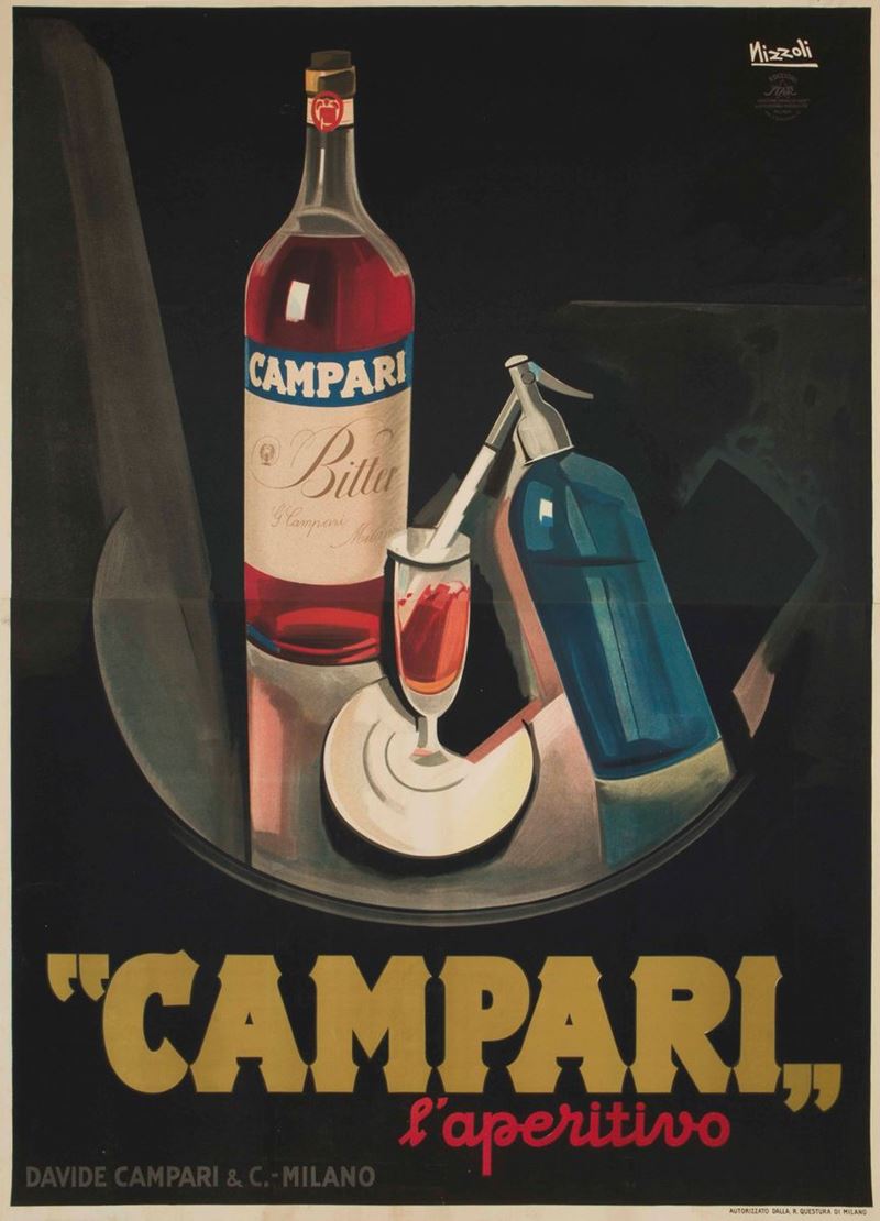 Marcello Nizzoli : Campari L’ Aperitivo Bitter black  - Auction Vintage Posters - Cambi Casa d'Aste