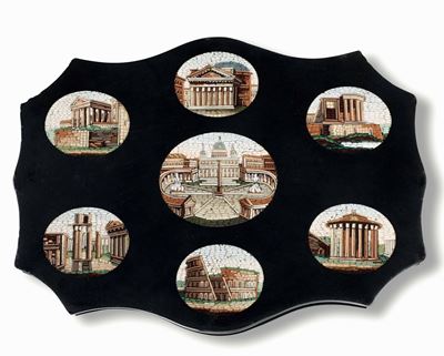 Presse Papier con Micromosaico Raffigurante Monumenti di Roma. XX Secolo