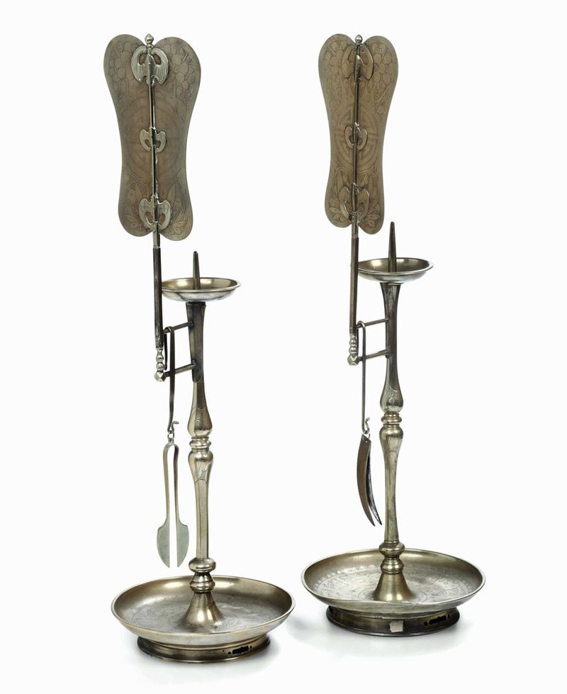 Coppia di candelieri in bronzo e rame. Giappone XIX secolo  - Auction Italian Mansions - I - Cambi Casa d'Aste