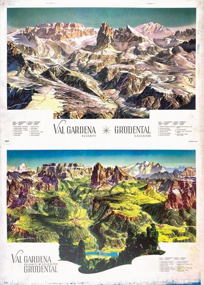 Heinrich Berann (1915-) Valgardena Dolomiti / Grodental Dolomiten