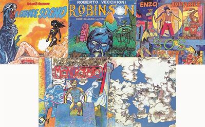 Andrea Pazienza (1956- 1988) Collezione di 4 Lp per Roberto Vecchioni e Enzo Avitabile