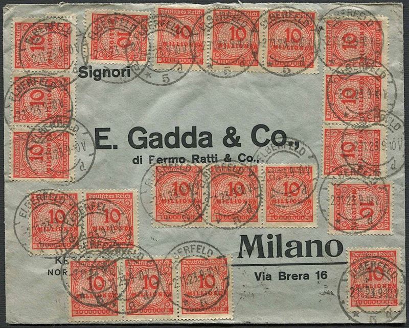 1923, GERMANIA, LETTERA DA ELBERFELD PER MILANO DEL 2 NOVEMBRE 1923.  - Auction Philately - Cambi Casa d'Aste