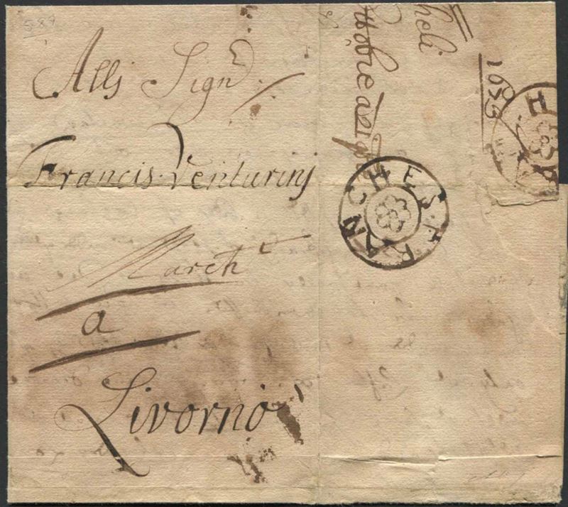 1683, SEPTEMBER 8, GREAT BRITAIN, LETTER FROM LONDON TO LEGHORN FROM THE VENTURINI CORRESPONDENCE.  - Asta Filatelia - Cambi Casa d'Aste