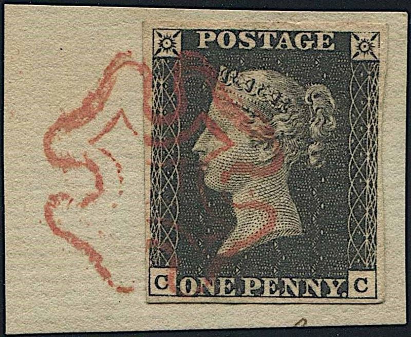 1840, GREAT BRITAIN, ONE PENNY BLACK, “CC”.  - Auction Philately - Cambi Casa d'Aste