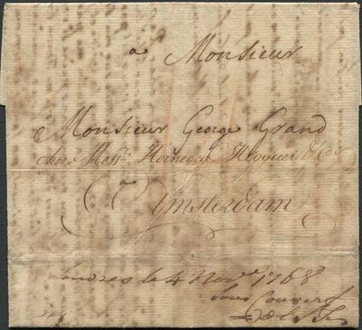 1768, Canada, Lettera da Montreal per Amsterdam Dell’8 Agosto 1768