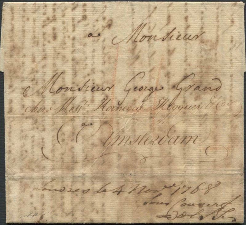 1768, CANADA, LETTERA DA MONTREAL PER AMSTERDAM DELL’8 AGOSTO 1768  - Auction Philately - Cambi Casa d'Aste
