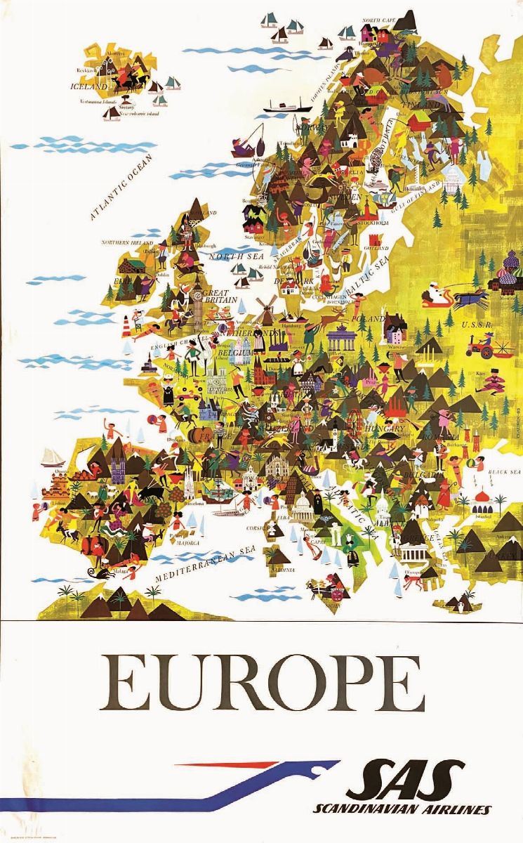 Franciska Clausen : Franciska Clausen (1899-1986) EUROPE / SAS SCANDINAVIAN AIRLINES   - Asta Manifesti | Cambi Time - I - Cambi Casa d'Aste