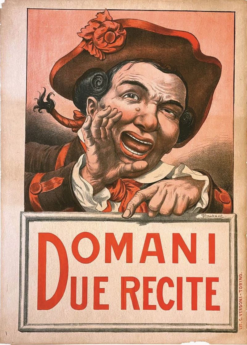Dalsani (Giorgio Ansaldi 1844-1922) : Dalsani (Giorgio Ansaldi 1844-1922) DOMANI DUE RECITE  - Auction Posters | Cambi Time - I - Cambi Casa d'Aste