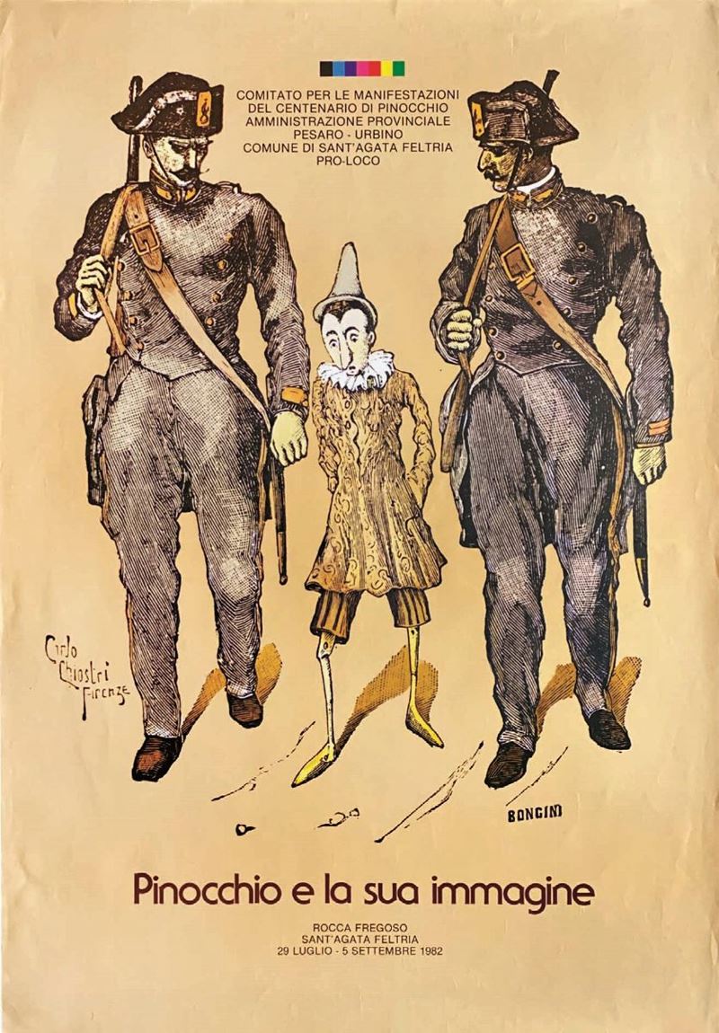 Carlo Chiostri, (1863-1939) : Carlo Chiostri, (1863-1939) PINOCCHIO E LA SUA IMMAGINE / ROCCA FREGOSO SANT’AGATA FELTRIA  - Auction Posters | Cambi Time - I - Cambi Casa d'Aste