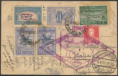 1930, Argentina, Zeppelin, Cartolina Illustrata Spedita Via Zeppelin da Buenos Aires per L'italia...