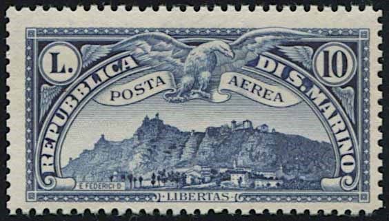 1931, SAN MARINO, POSTA AEREA “VEDUTE”.