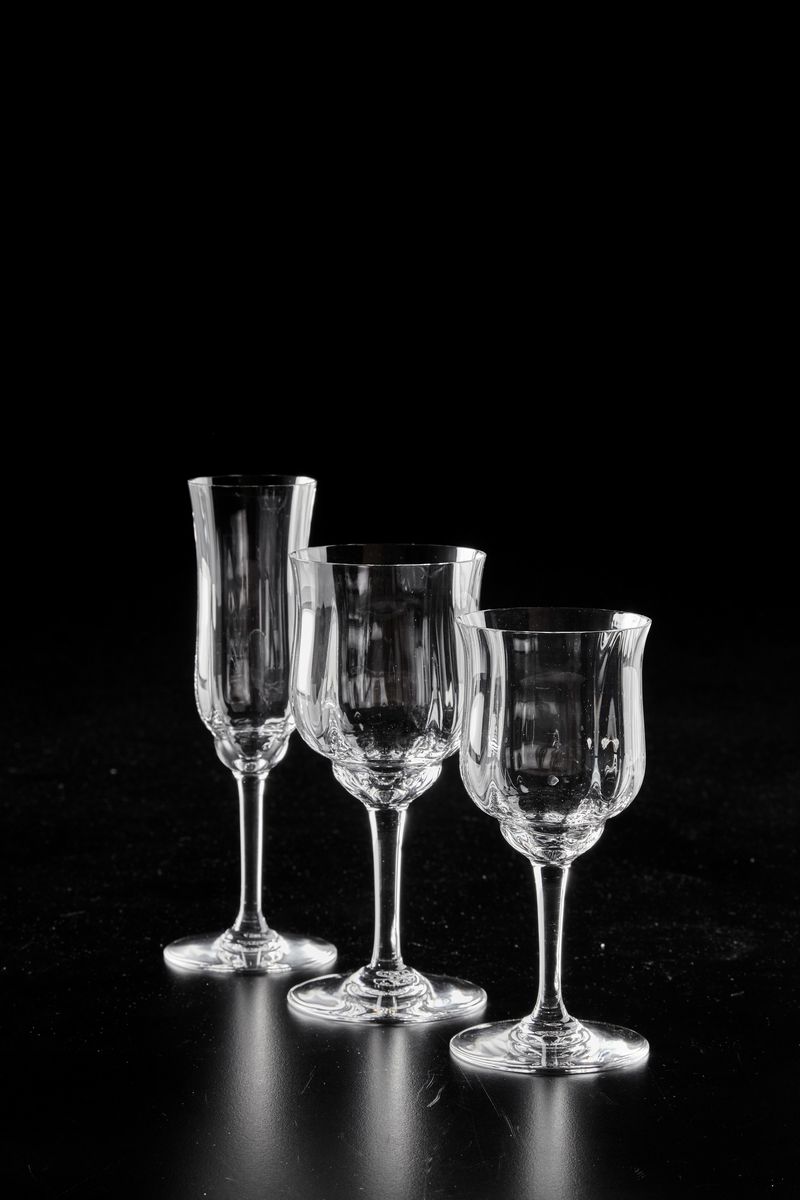 Servizio di Calici “capri” Francia, Manifattura Baccarat, Seconda Metà del XX Secolo