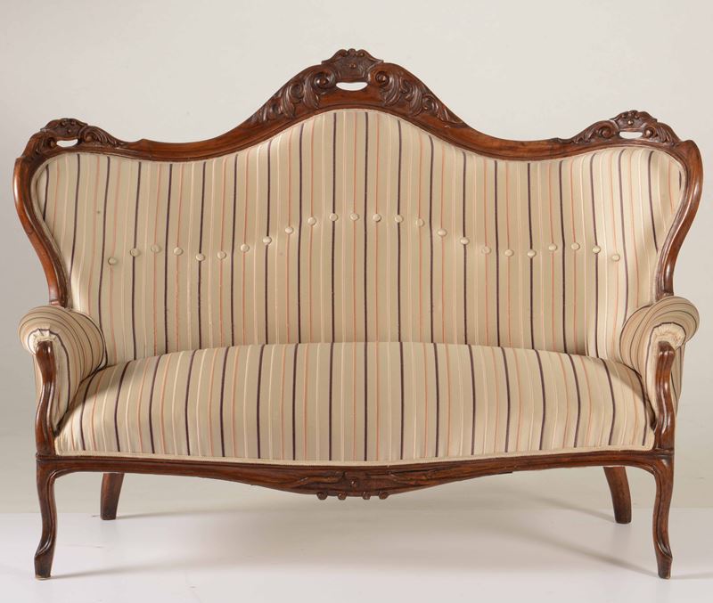 Divano Luigi Filippo in legno intagliato. XIX secolo  - Asta Antiquariato  - Cambi Casa d'Aste