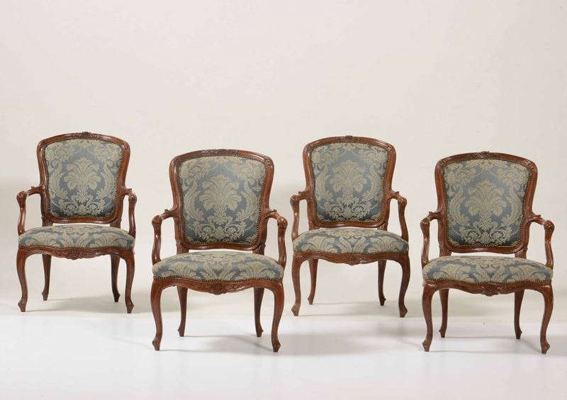 Quattro poltrone Luigi XV, Genova seconda metà XVIII secolo  - Auction Antique July | Cambi Time - Cambi Casa d'Aste