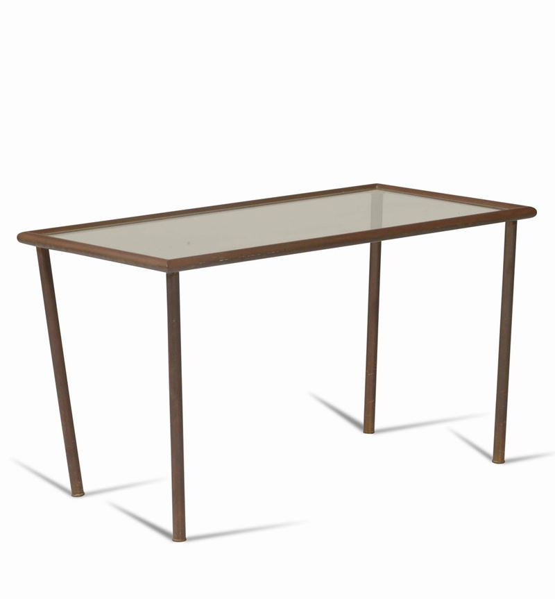 Tavolino in metallo con piano in vetro  - Auction From a Genoese family | Cambi Time - I - Cambi Casa d'Aste