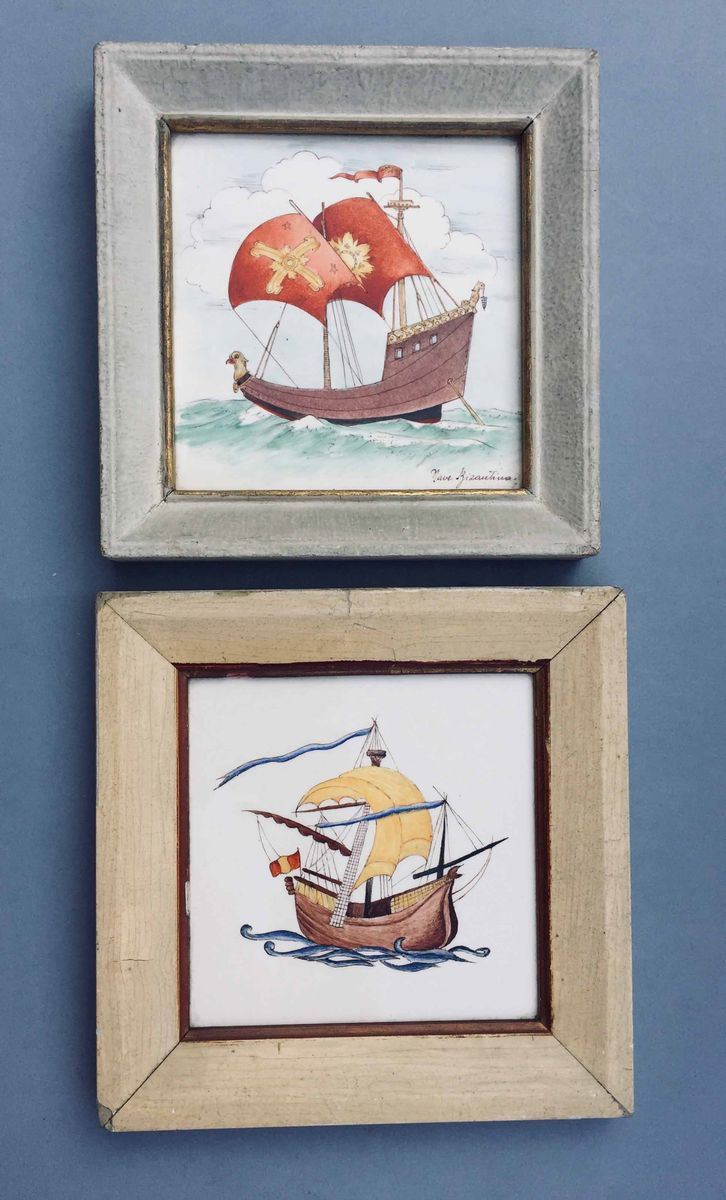 Due piastrelle dipinte, anni '30/40  - Auction Fine Art February | Cambi Time - Cambi Casa d'Aste