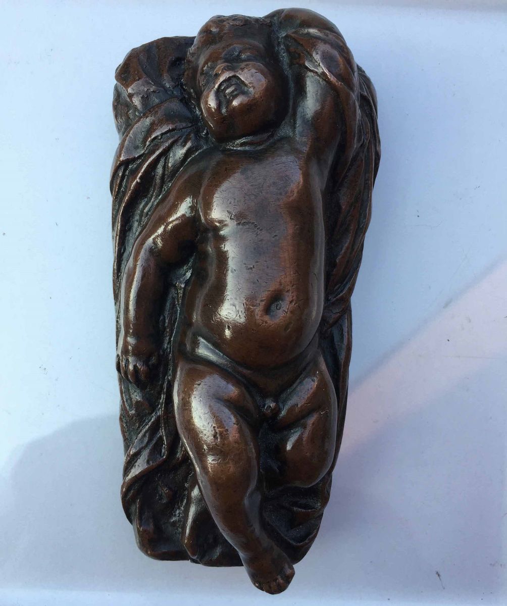 Antico Bronzetto Raffigurante Putto Dormiente