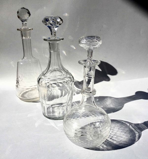 Tre bottiglie molate XIX-XX secolo