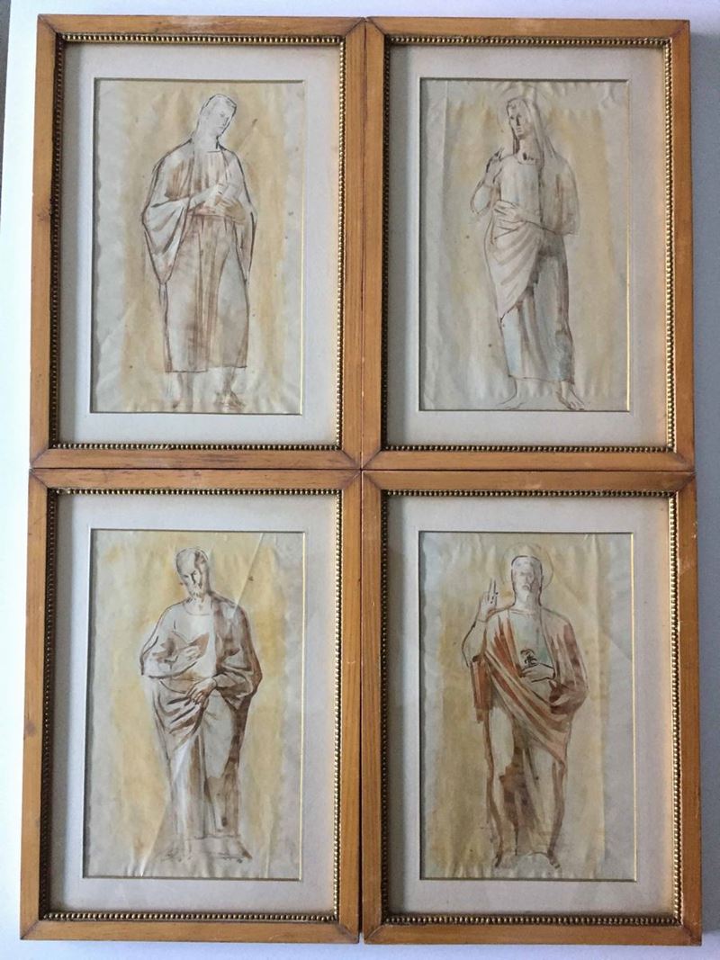 Anonimo anni 40/50 Quattro bozzetti di Santi  - Asta Antiquariato Febbraio | Cambi Time - Cambi Casa d'Aste