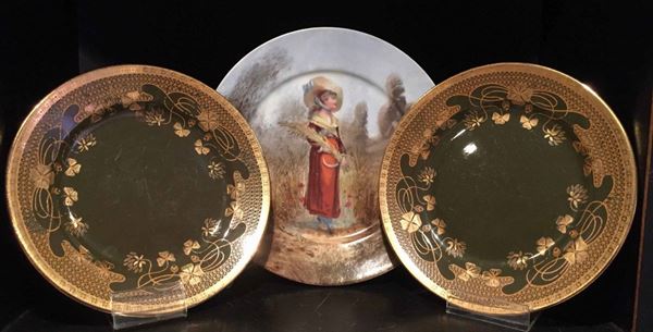 Tre piatti decorati, XIX-XX secolo