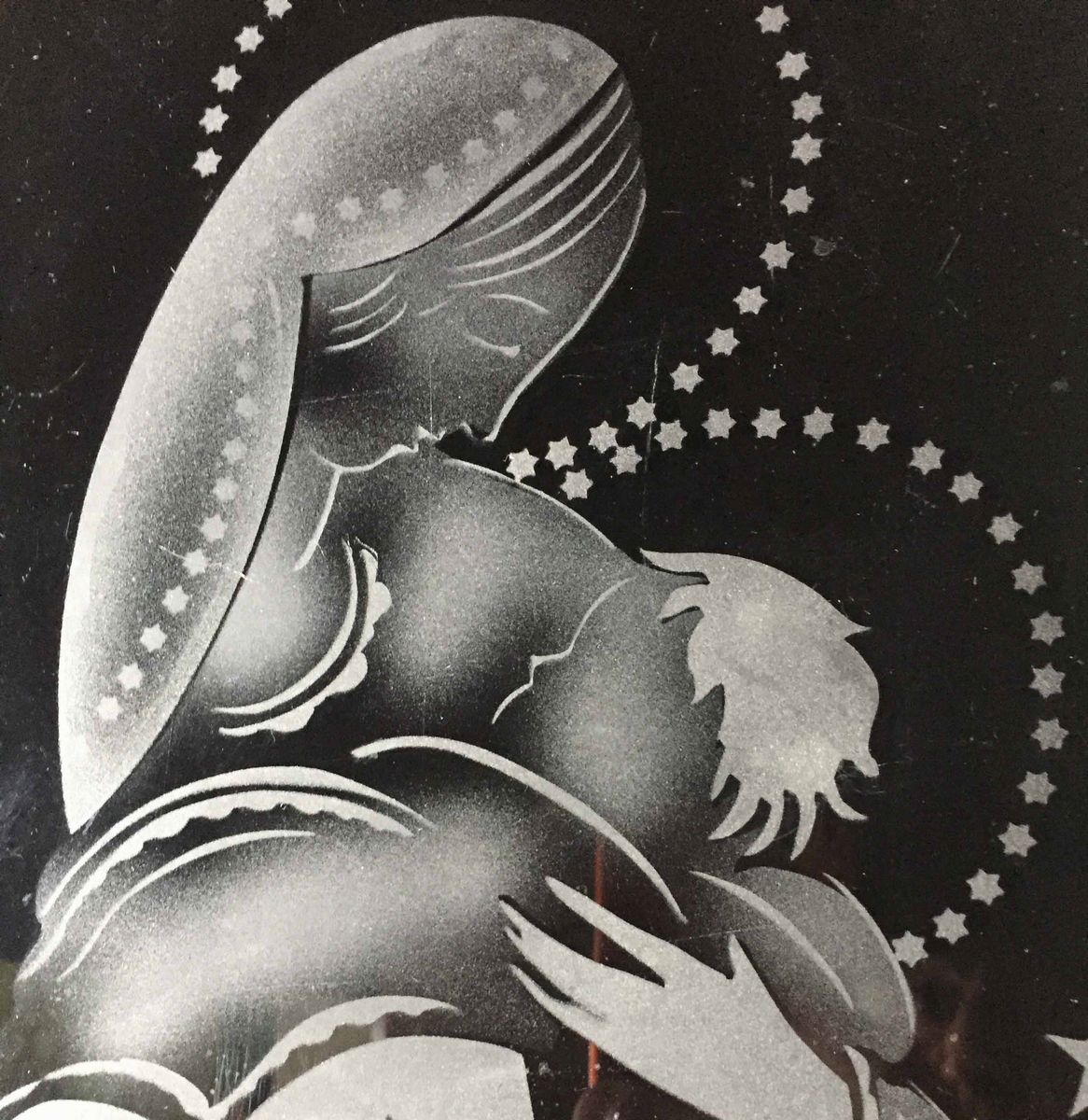 Due Madonne, Anni 30/40, di Cui una su Vetro Inciso