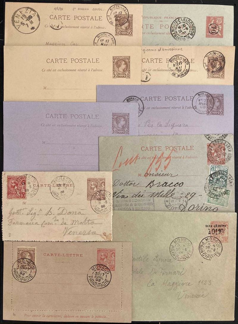 1886/1906, PRINCIPATO DI MONACO, COLLEZIONE DI INTERI POSTALI.  - Auction Philately - Cambi Casa d'Aste